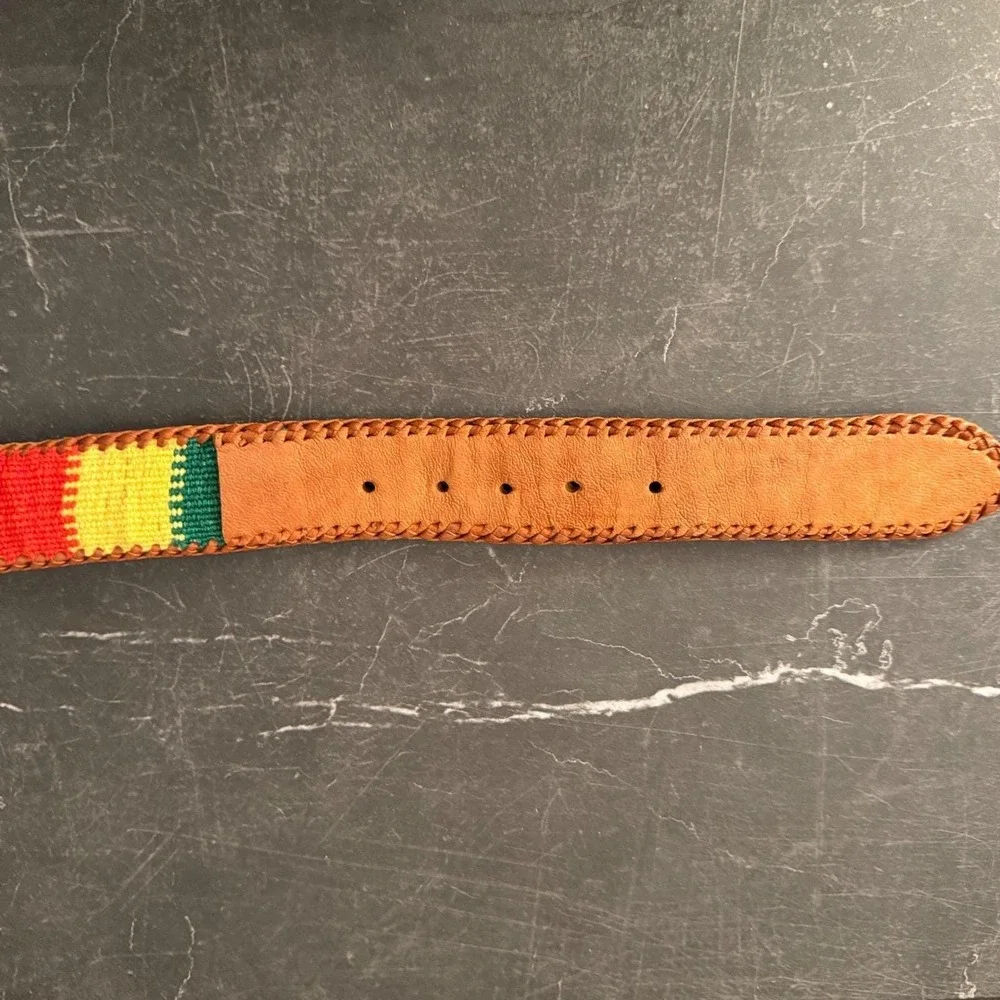Womens‎ Jill Stuart Belt (Fits 28/29 Waist) Multi Color Woven Leather Whipstitch